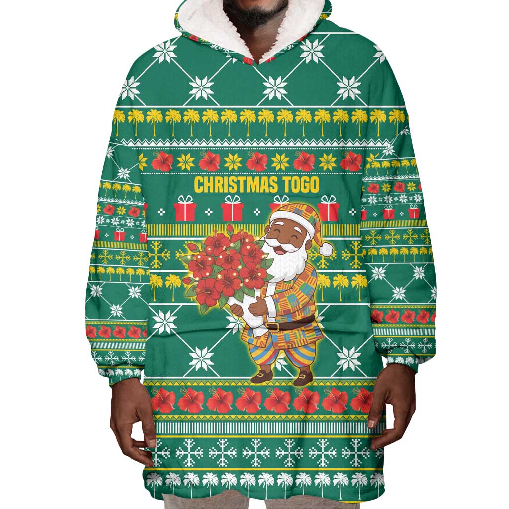 Togo Christmas Wearable Blanket Hoodie African Santa Poinsettia Flower Tree Gifts - African Pride