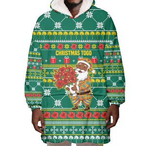Togo Christmas Wearable Blanket Hoodie African Santa Poinsettia Flower Tree Gifts - African Pride