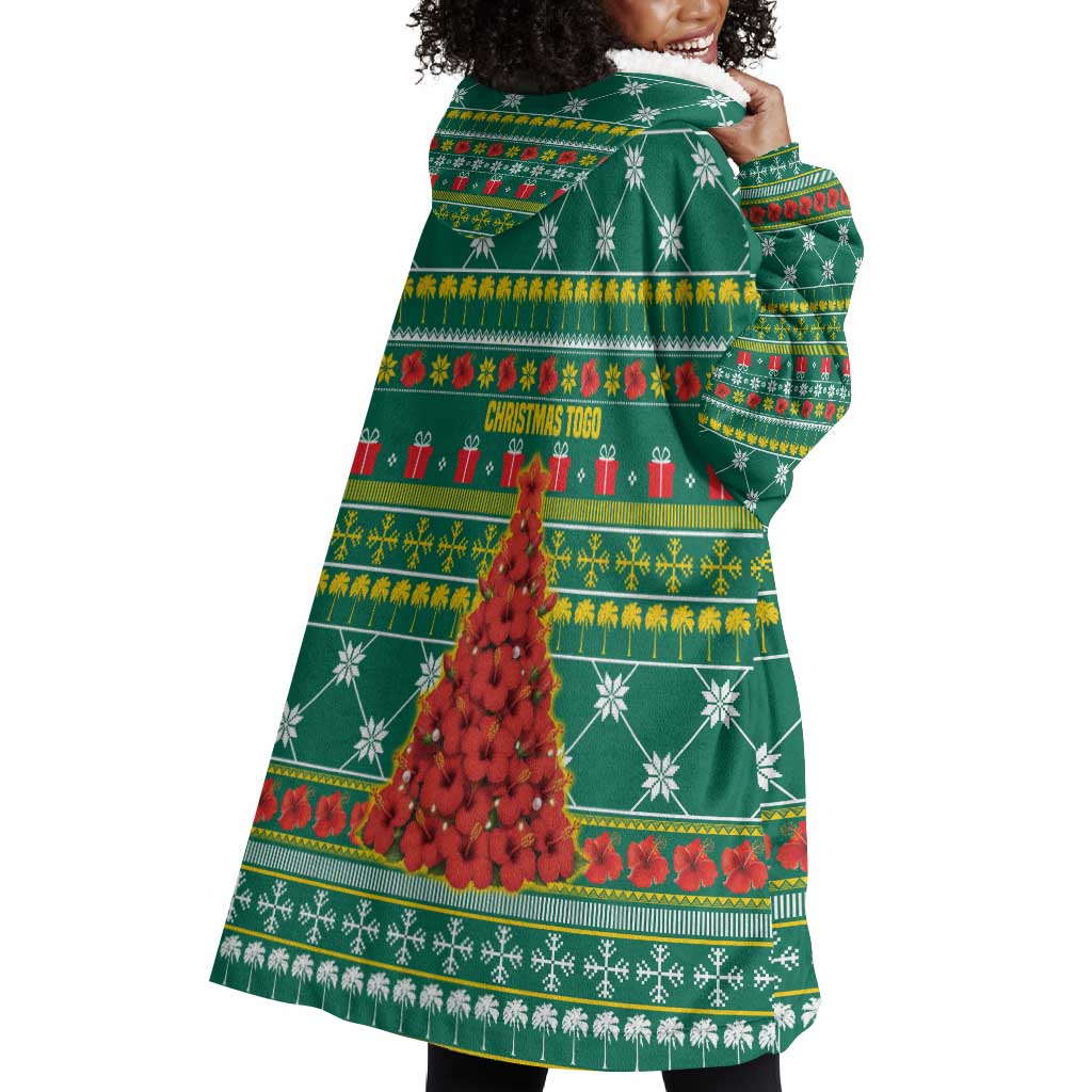 Togo Christmas Wearable Blanket Hoodie African Santa Poinsettia Flower Tree Gifts - African Pride