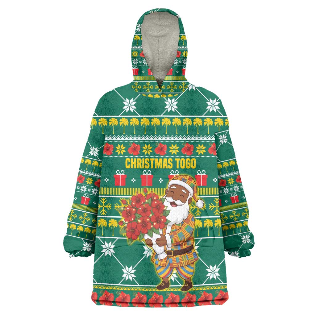 Togo Christmas Wearable Blanket Hoodie African Santa Poinsettia Flower Tree Gifts - African Pride