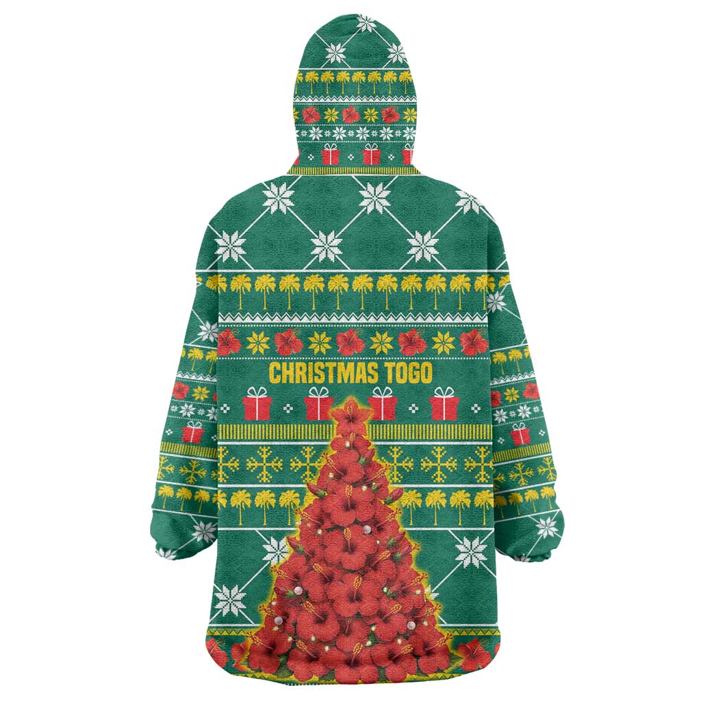 Togo Christmas Wearable Blanket Hoodie African Santa Poinsettia Flower Tree Gifts - African Pride