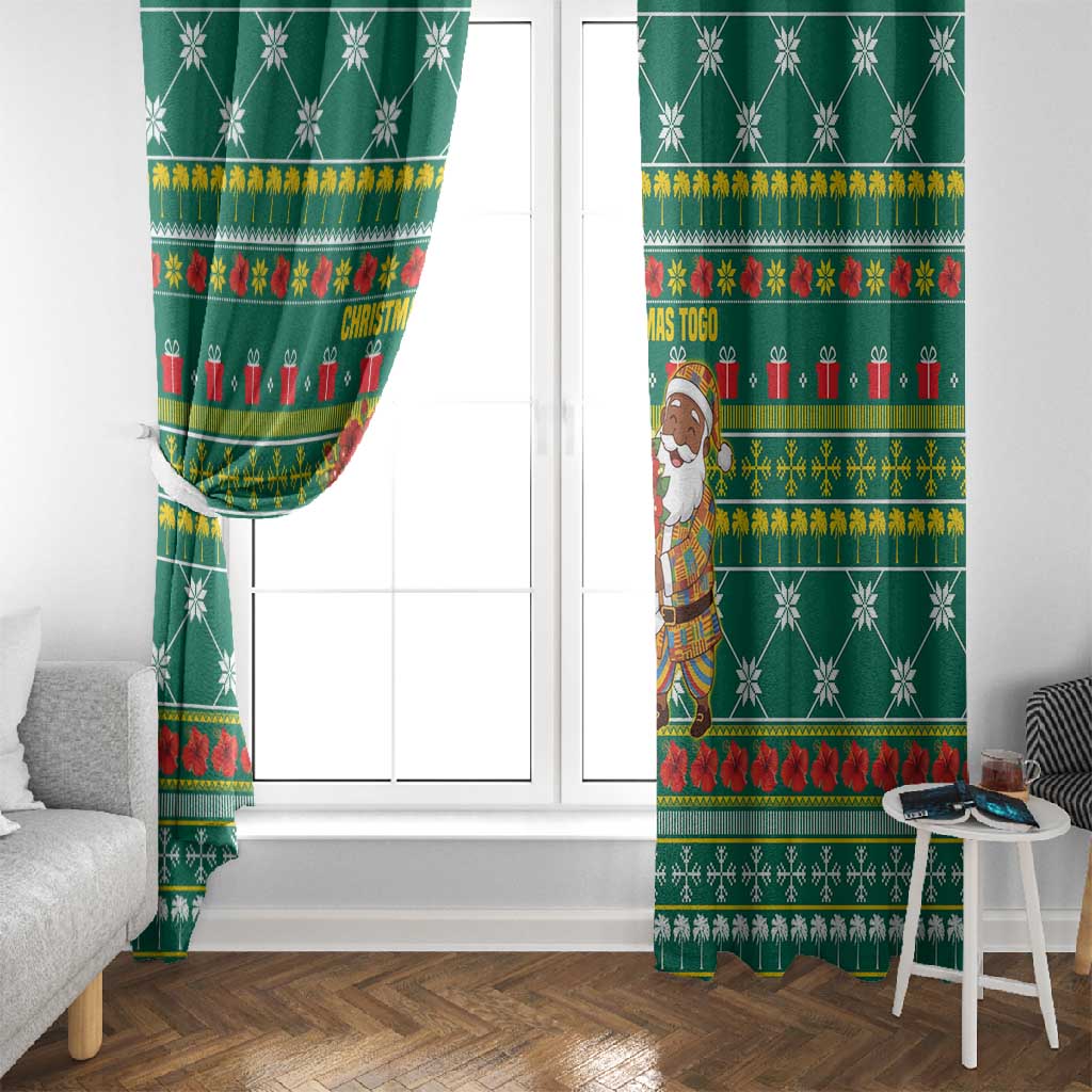 Togo Christmas Window Curtain African Santa Poinsettia Flower Tree Gifts - African Pride