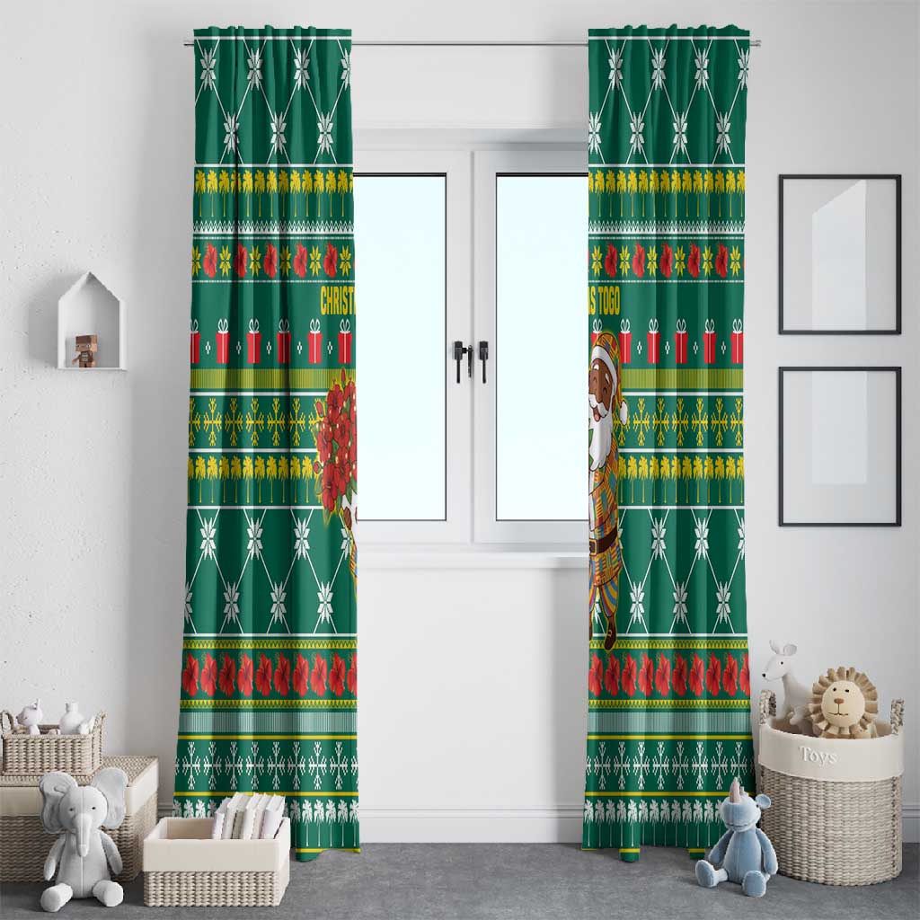 Togo Christmas Window Curtain African Santa Poinsettia Flower Tree Gifts - African Pride