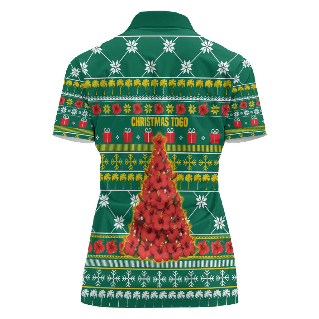 Togo Christmas Women Polo Shirt African Santa Poinsettia Flower Tree Gifts - African Pride