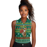 Togo Christmas Women Sleeveless Polo Shirt African Santa Poinsettia Flower Tree Gifts - African Pride
