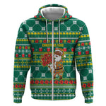Togo Christmas Zip Hoodie African Santa Poinsettia Flower Tree Gifts - African Pride