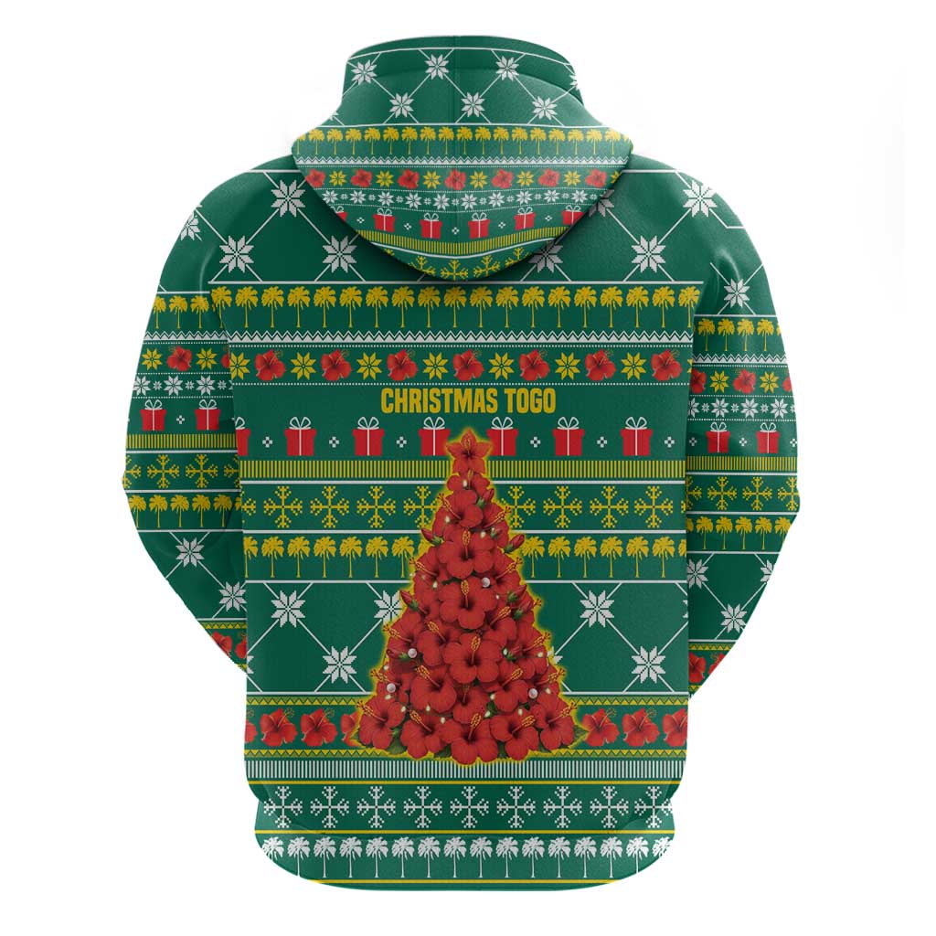 Togo Christmas Zip Hoodie African Santa Poinsettia Flower Tree Gifts - African Pride