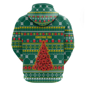 Togo Christmas Zip Hoodie African Santa Poinsettia Flower Tree Gifts - African Pride