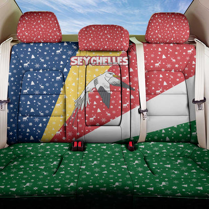 Seychelles Christmas Back Car Seat Cover Flag Colors Tropical Bird Motif and National Coat of Arms - African Pride