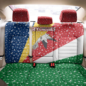 Seychelles Christmas Back Car Seat Cover Flag Colors Tropical Bird Motif and National Coat of Arms - African Pride