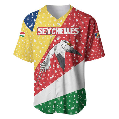 Seychelles Christmas Baseball Jersey Flag Colors Tropical Bird Motif and National Coat of Arms - African Pride