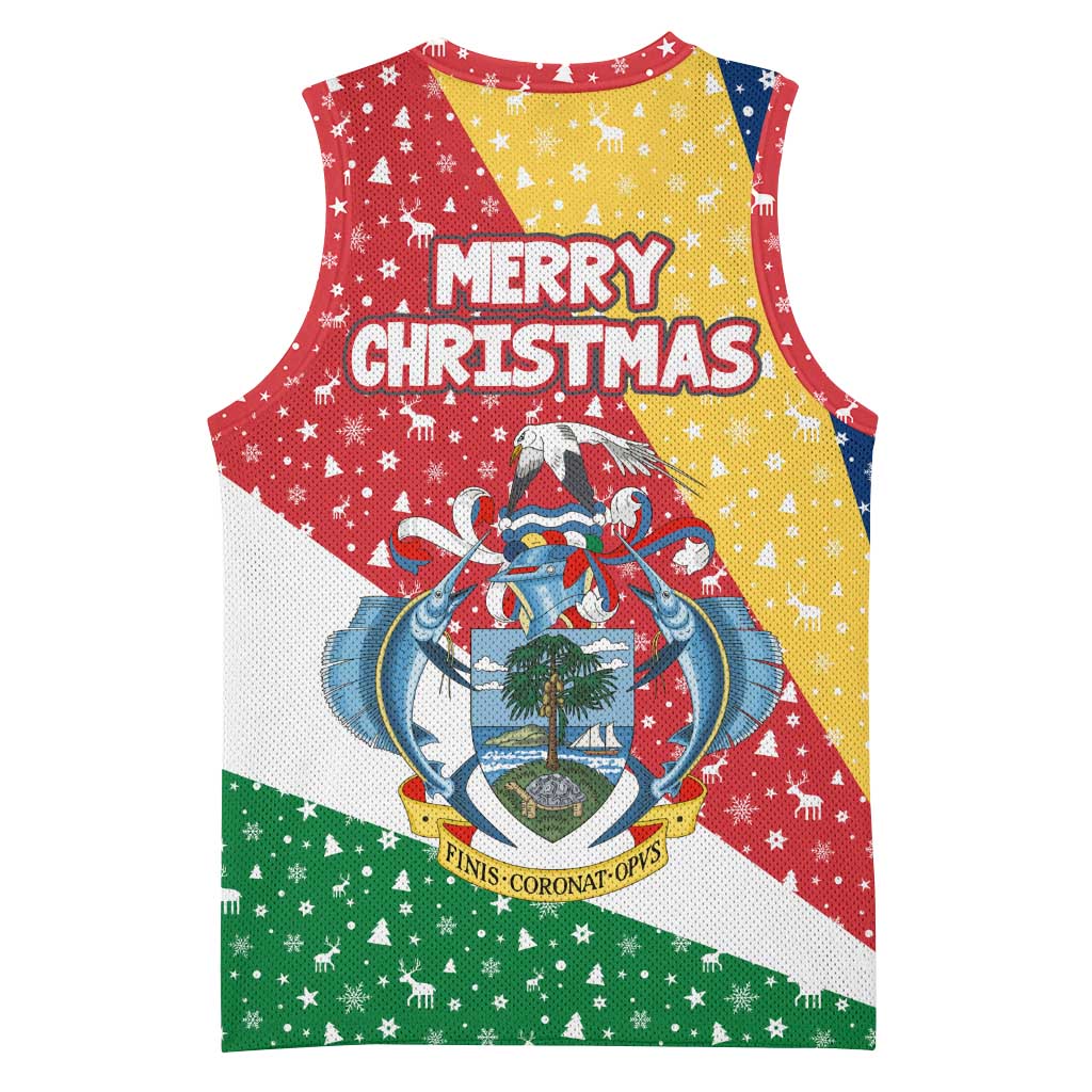 Seychelles Christmas Basketball Jersey Flag Colors Tropical Bird Motif and National Coat of Arms - African Pride