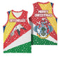 Seychelles Christmas Basketball Jersey Flag Colors Tropical Bird Motif and National Coat of Arms - African Pride
