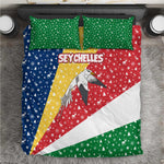 Seychelles Christmas Bedding Set Flag Colors Tropical Bird Motif and National Coat of Arms - African Pride