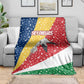 Seychelles Christmas Blanket Flag Colors Tropical Bird Motif and National Coat of Arms - African Pride