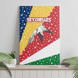 Seychelles Christmas Canvas Wall Art Flag Colors Tropical Bird Motif and National Coat of Arms - African Pride