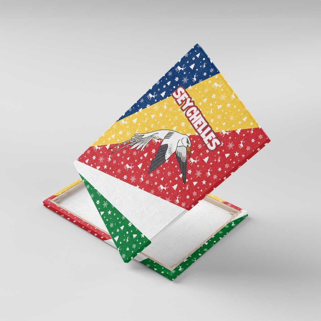 Seychelles Christmas Canvas Wall Art Flag Colors Tropical Bird Motif and National Coat of Arms - African Pride