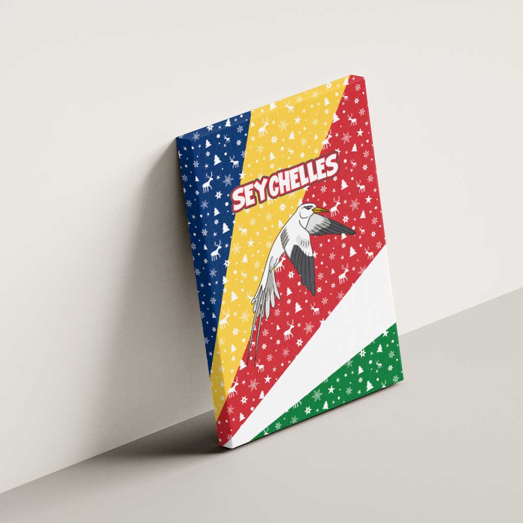 Seychelles Christmas Canvas Wall Art Flag Colors Tropical Bird Motif and National Coat of Arms - African Pride