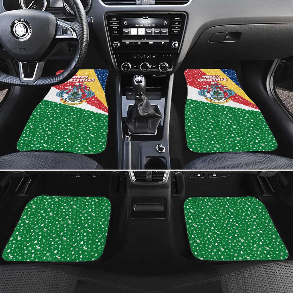 Seychelles Christmas Car Mats Flag Colors Tropical Bird Motif and National Coat of Arms - African Pride