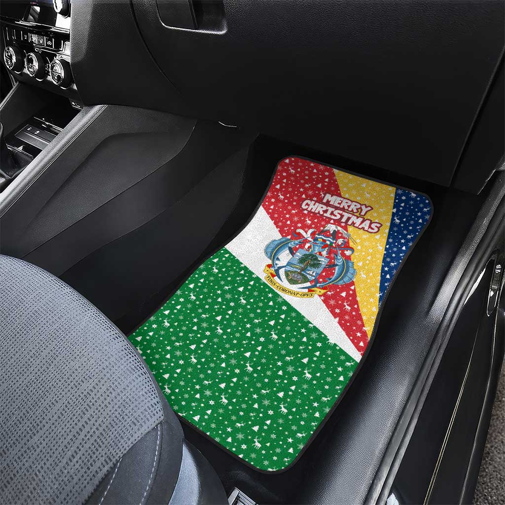 Seychelles Christmas Car Mats Flag Colors Tropical Bird Motif and National Coat of Arms - African Pride