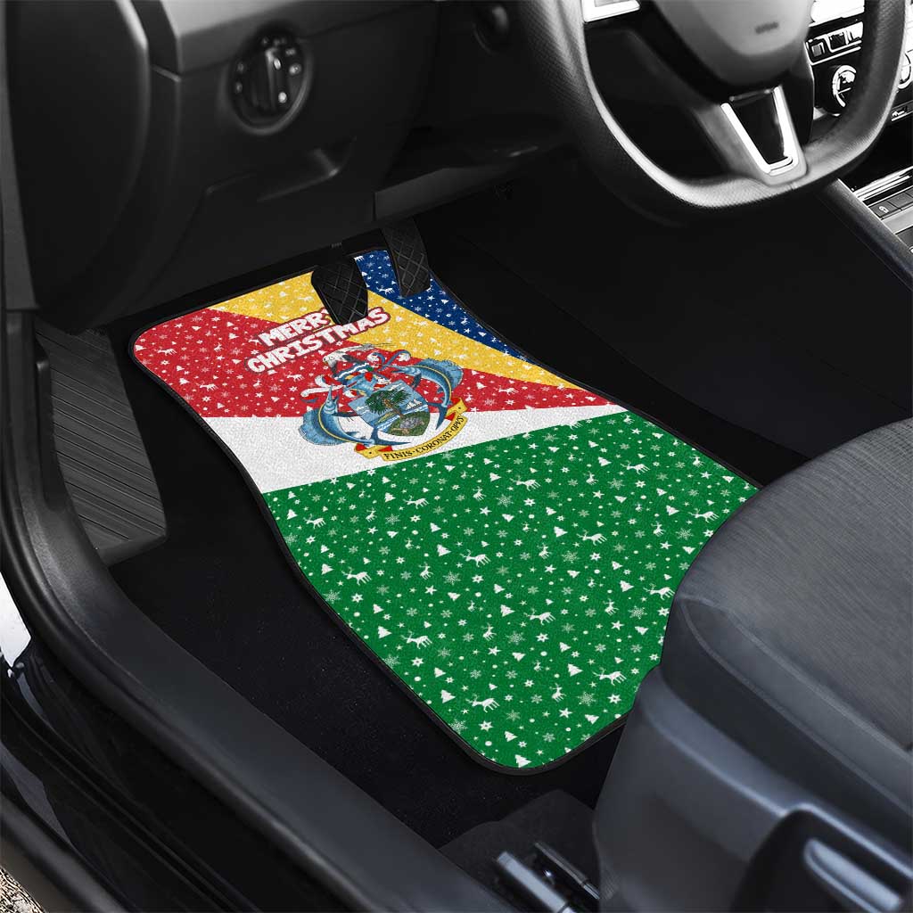 Seychelles Christmas Car Mats Flag Colors Tropical Bird Motif and National Coat of Arms - African Pride