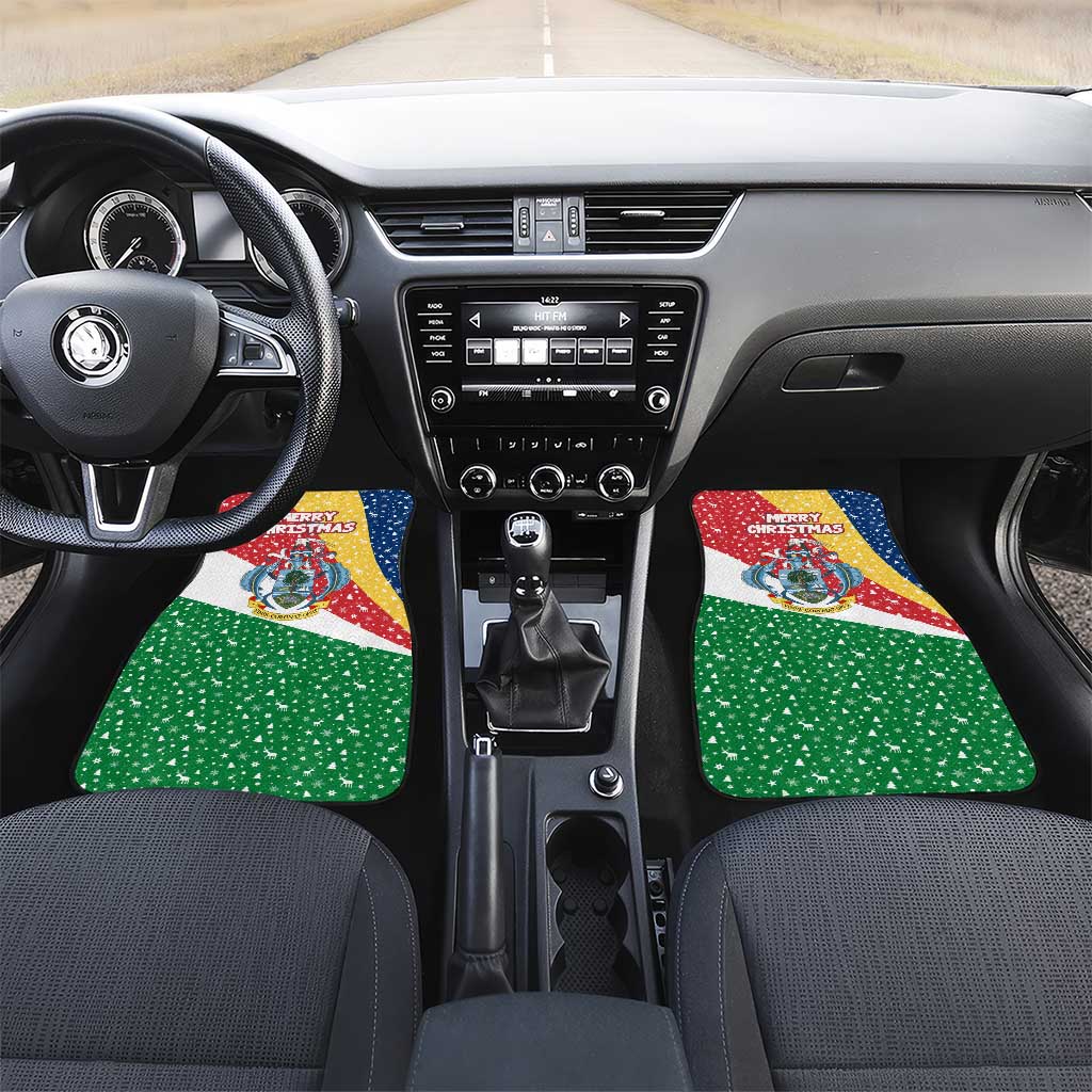 Seychelles Christmas Car Mats Flag Colors Tropical Bird Motif and National Coat of Arms - African Pride