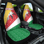 Seychelles Christmas Car Seat Cover Flag Colors Tropical Bird Motif and National Coat of Arms - African Pride