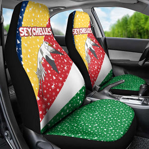 Seychelles Christmas Car Seat Cover Flag Colors Tropical Bird Motif and National Coat of Arms - African Pride