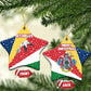 Seychelles Christmas Ceramic Ornament Flag Colors Tropical Bird Motif and National Coat of Arms - African Pride