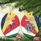 Seychelles Christmas Ceramic Ornament Flag Colors Tropical Bird Motif and National Coat of Arms - African Pride