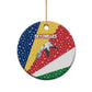 Seychelles Christmas Ceramic Ornament Flag Colors Tropical Bird Motif and National Coat of Arms - African Pride