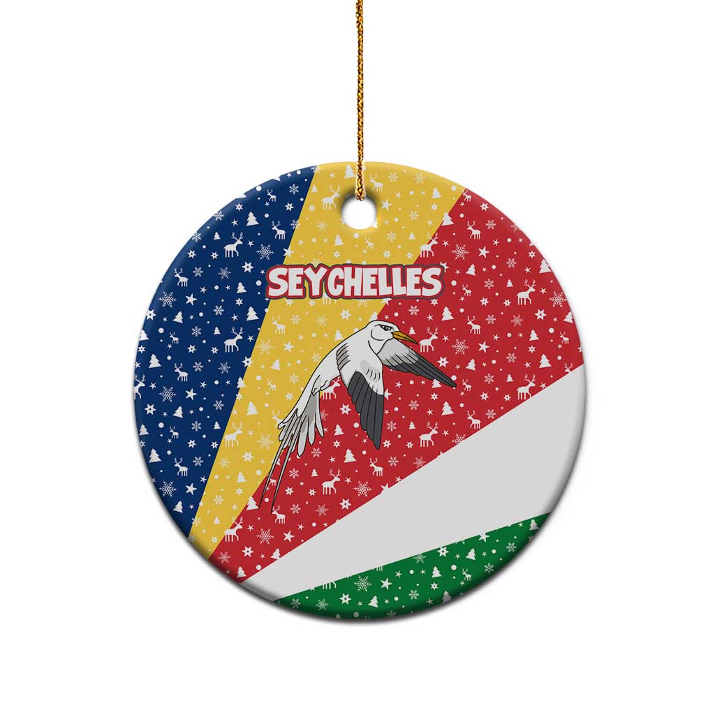 Seychelles Christmas Ceramic Ornament Flag Colors Tropical Bird Motif and National Coat of Arms - African Pride