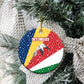 Seychelles Christmas Ceramic Ornament Flag Colors Tropical Bird Motif and National Coat of Arms - African Pride