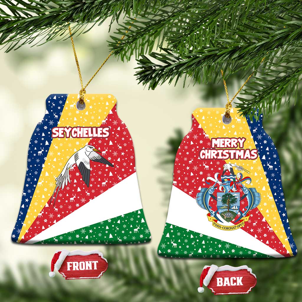 Seychelles Christmas Ceramic Ornament Flag Colors Tropical Bird Motif and National Coat of Arms - African Pride