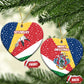Seychelles Christmas Ceramic Ornament Flag Colors Tropical Bird Motif and National Coat of Arms - African Pride
