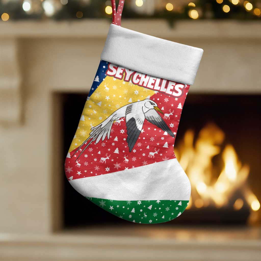 Seychelles Christmas Stocking Flag Colors Tropical Bird Motif and National Coat of Arms - African Pride
