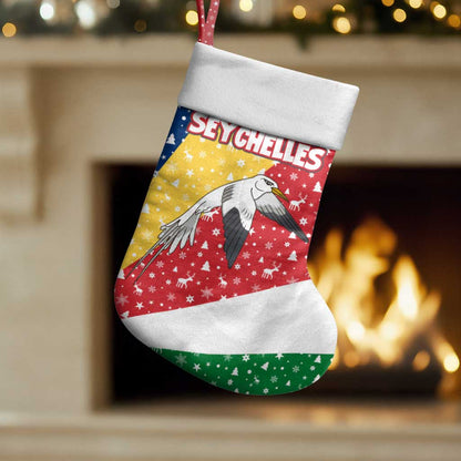 Seychelles Christmas Stocking Flag Colors Tropical Bird Motif and National Coat of Arms - African Pride