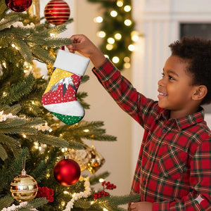 Seychelles Christmas Stocking Flag Colors Tropical Bird Motif and National Coat of Arms - African Pride
