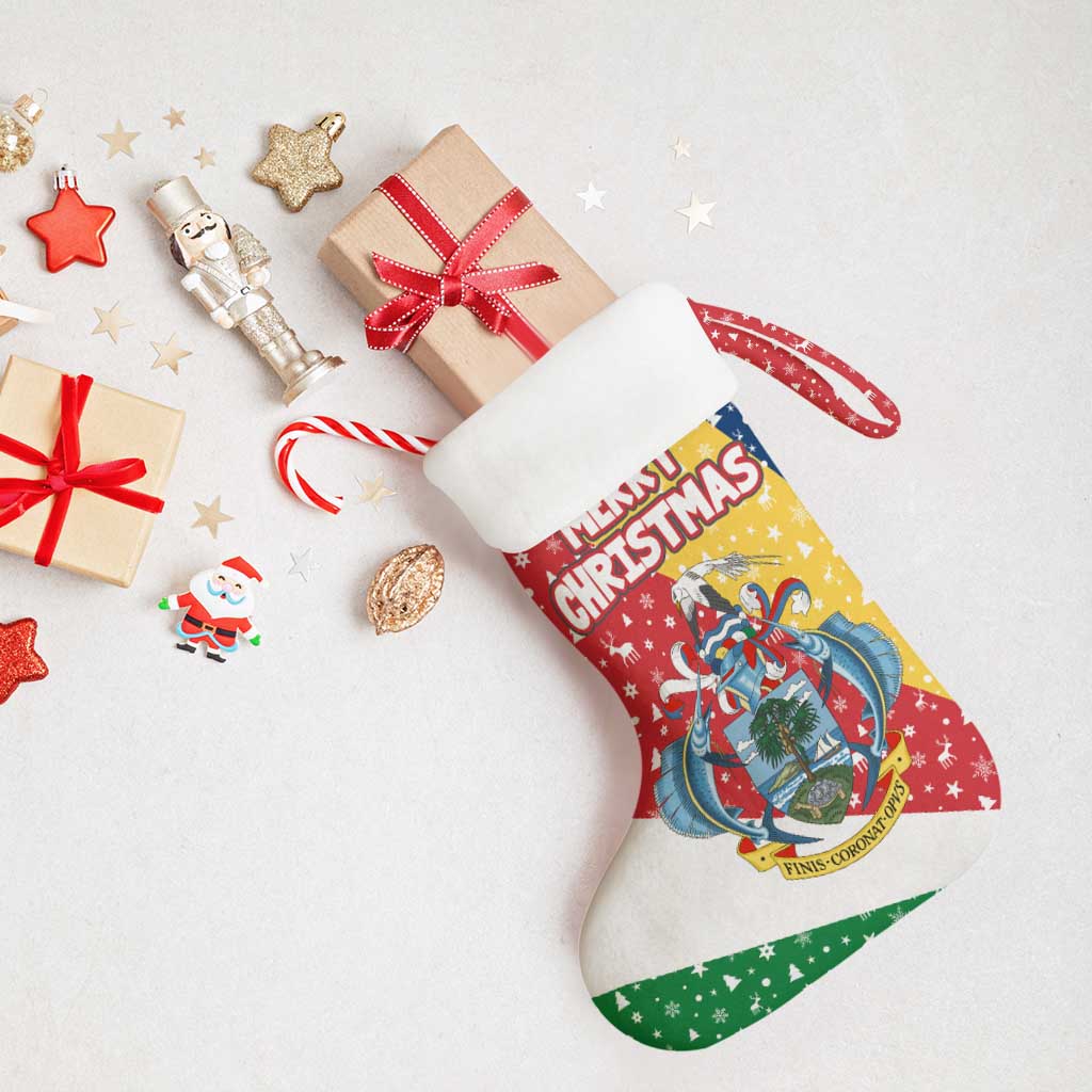Seychelles Christmas Stocking Flag Colors Tropical Bird Motif and National Coat of Arms - African Pride