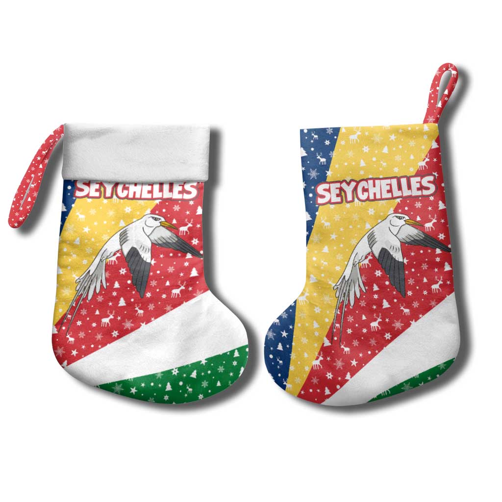 Seychelles Christmas Stocking Flag Colors Tropical Bird Motif and National Coat of Arms - African Pride