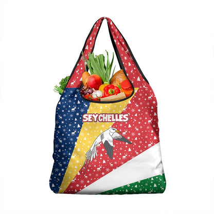 Seychelles Christmas Grocery Bag Flag Colors Tropical Bird Motif and National Coat of Arms - African Pride