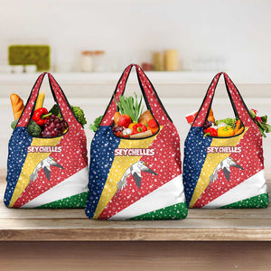 Seychelles Christmas Grocery Bag Flag Colors Tropical Bird Motif and National Coat of Arms - African Pride