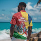 Seychelles Christmas Hawaiian Shirt Flag Colors Tropical Bird Motif and National Coat of Arms - African Pride