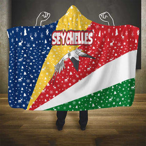 Seychelles Christmas Hooded Blanket Flag Colors Tropical Bird Motif and National Coat of Arms - African Pride