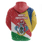 Seychelles Christmas Hoodie Flag Colors Tropical Bird Motif and National Coat of Arms - African Pride