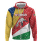 Seychelles Christmas Hoodie Flag Colors Tropical Bird Motif and National Coat of Arms - African Pride