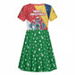 Seychelles Christmas Kid Short Sleeve Dress Flag Colors Tropical Bird Motif and National Coat of Arms - African Pride