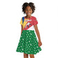 Seychelles Christmas Kid Short Sleeve Dress Flag Colors Tropical Bird Motif and National Coat of Arms - African Pride