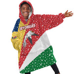 Seychelles Christmas Kid Wearable Blanket Hoodie Flag Colors Tropical Bird Motif and National Coat of Arms - African Pride