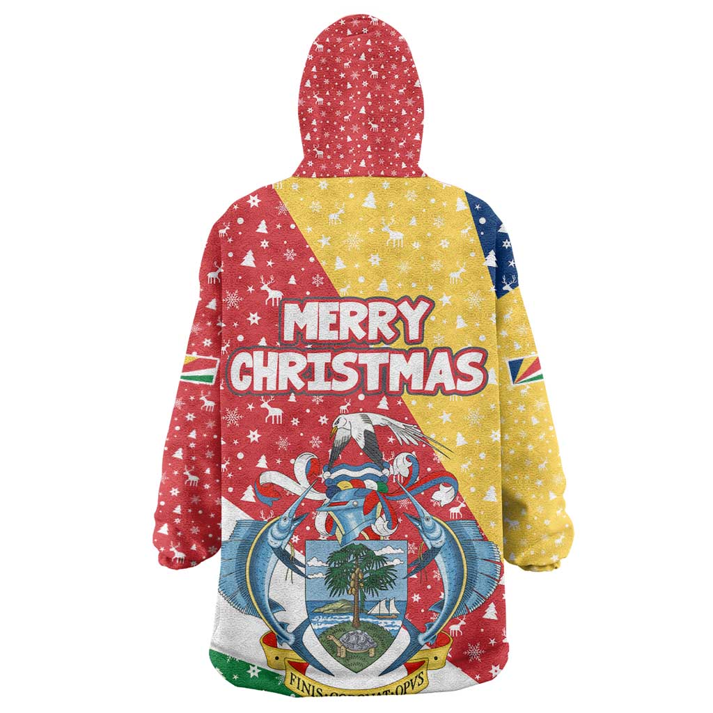 Seychelles Christmas Kid Wearable Blanket Hoodie Flag Colors Tropical Bird Motif and National Coat of Arms - African Pride